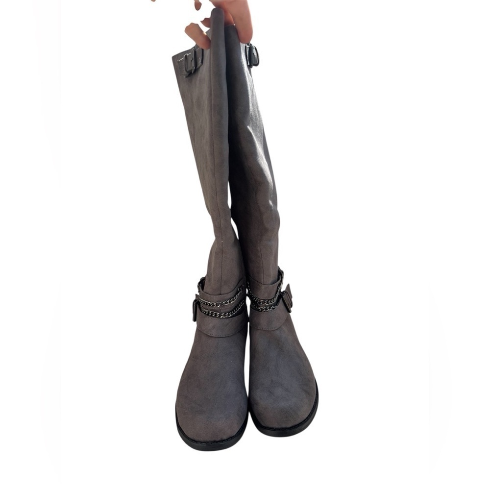 JustFab Over the Knee Gray Boots Size 9,5 Faux Suede - Picture 4 of 11